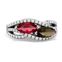 Lab Ruby Diamond Rivers 14K White Gold ring R3070