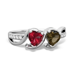 Lab Ruby Side By Side 14K White Gold ring R3090