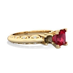 Lab Ruby Eternal Embrace Engagement 14K Yellow Gold ring C2001