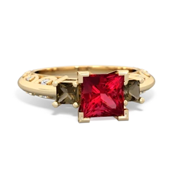 Lab Ruby Eternal Embrace Engagement 14K Yellow Gold ring C2001