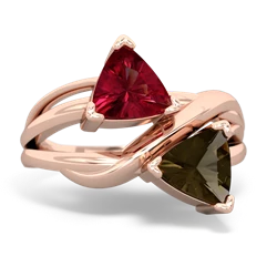 Lab Ruby Split Band Swirl 14K Rose Gold ring R2341