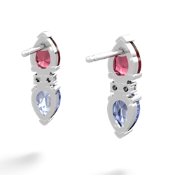 Lab Ruby Bowtie Drop 14K White Gold earrings E0865