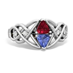 Lab Ruby Keepsake Celtic Knot 14K White Gold ring R5300