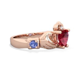 Lab Ruby Claddagh Keepsake 14K Rose Gold ring R5245