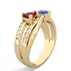 Lab Ruby Bowtie 14K Yellow Gold ring R2360