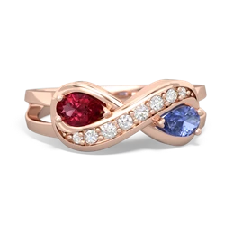 Lab Ruby Diamond Infinity 14K Rose Gold ring R5390