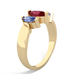 Lab Ruby Three Peeks 14K Yellow Gold ring R2433