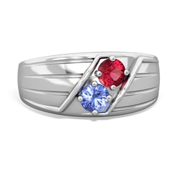 Lab Ruby Men's Streamline 14K White Gold ring R0460