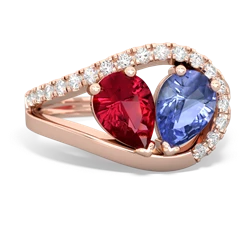 Lab Ruby Nestled Heart Keepsake 14K Rose Gold ring R5650