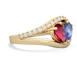 Lab Ruby Nestled Heart Keepsake 14K Yellow Gold ring R5650