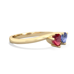 Lab Ruby Sweethearts 14K Yellow Gold ring R5260