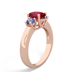 Lab Ruby Three Stone Oval Trellis 14K Rose Gold ring R4024