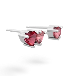 Lab Ruby Sweethearts 14K White Gold earrings E5260