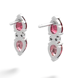 Lab Ruby Bowtie Drop 14K White Gold earrings E0865