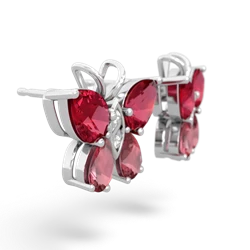 Lab Ruby Butterfly 14K White Gold earrings E2215