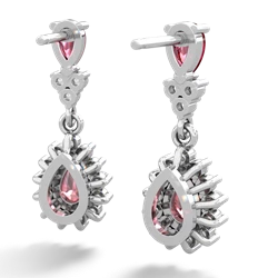 Lab Ruby Halo Pear Dangle 14K White Gold earrings E1882