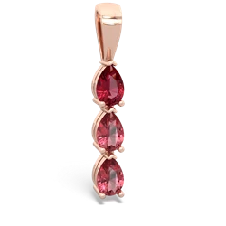 Lab Ruby Dew Drops 14K Rose Gold pendant P2251