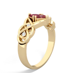 Lab Ruby Keepsake Celtic Knot 14K Yellow Gold ring R5300