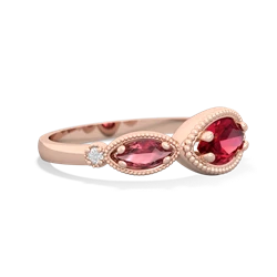 Lab Ruby Milgrain Marquise 14K Rose Gold ring R5700