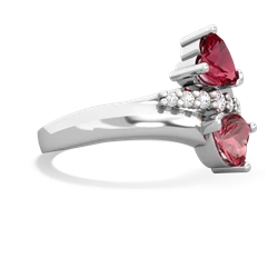 Lab Ruby Heart To Heart 14K White Gold ring R2064