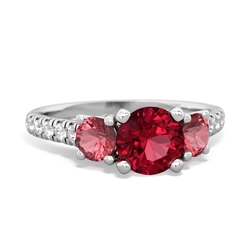 Lab Ruby Pave Trellis 14K White Gold ring R5500