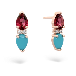 Lab Ruby Bowtie Drop 14K Rose Gold earrings E0865