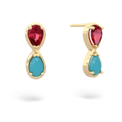 Lab Ruby Infinity 14K Yellow Gold earrings E5050