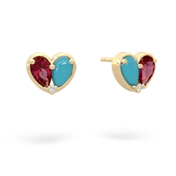 Lab Ruby 'Our Heart' 14K Yellow Gold earrings E5072