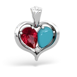 Lab Ruby Two Become One 14K White Gold pendant P5330