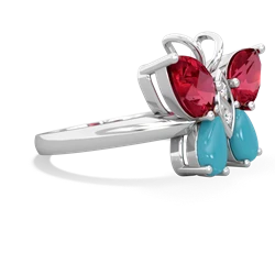 Lab Ruby Butterfly 14K White Gold ring R2215