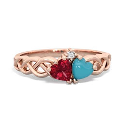 Lab Ruby Heart To Heart Braid 14K Rose Gold ring R5870