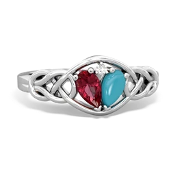 Lab Ruby Celtic Love Knot 14K White Gold ring R5420