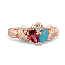 Lab Ruby 'Our Heart' Claddagh 14K Rose Gold ring R2388