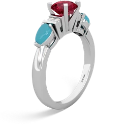 Lab Ruby 6Mm Round Eternal Embrace Engagement 14K White Gold ring R2005