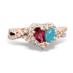 Lab Ruby Diamond Twist 'One Heart' 14K Rose Gold ring R2640HRT