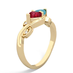 Lab Ruby Floral Elegance 14K Yellow Gold ring R5790