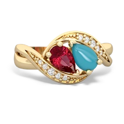 Lab Ruby Summer Winds 14K Yellow Gold ring R5342