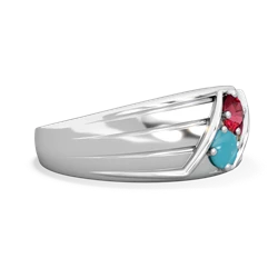 Lab Ruby Men's Streamline 14K White Gold ring R0460