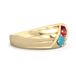 Lab Ruby Men's Streamline 14K Yellow Gold ring R0460