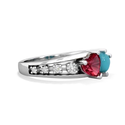 Lab Ruby Heart To Heart 14K White Gold ring R3342