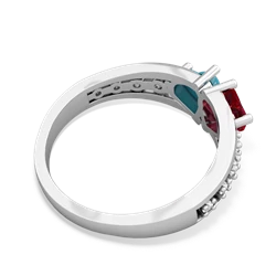 Lab Ruby Heart To Heart 14K White Gold ring R3342