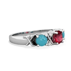 Lab Ruby Hugs And Kisses 14K White Gold ring R5016