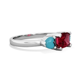 Lab Ruby Three Stone 14K White Gold ring R5235