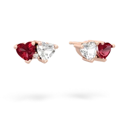 Lab Ruby Sweethearts 14K Rose Gold earrings E5260