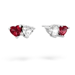 Lab Ruby Sweethearts 14K White Gold earrings E5260