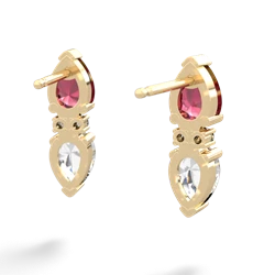 Lab Ruby Bowtie Drop 14K Yellow Gold earrings E0865