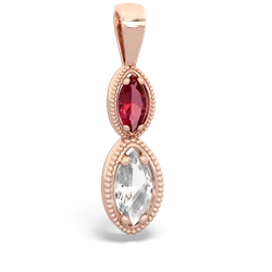 Lab Ruby Antique-Style Halo 14K Rose Gold pendant P5700