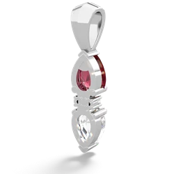 Lab Ruby Bowtie Drop 14K White Gold pendant P0865