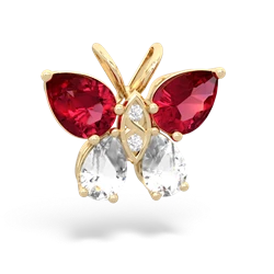 Lab Ruby Butterfly 14K Yellow Gold pendant P2215