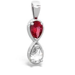 Lab Ruby Infinity 14K White Gold pendant P5050